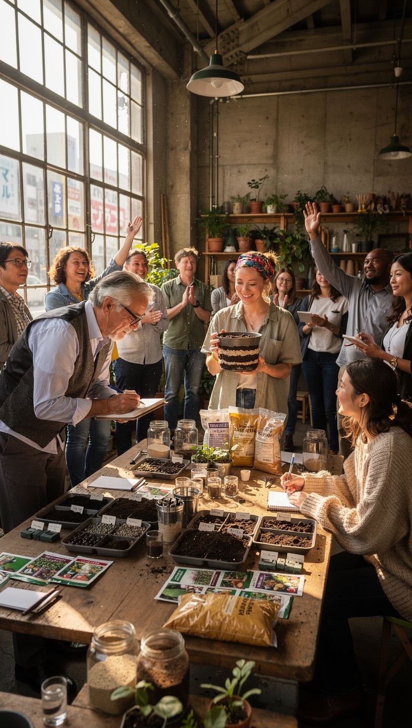 育て方のノートを持つ手元、植物の成長記録をつけている様子。