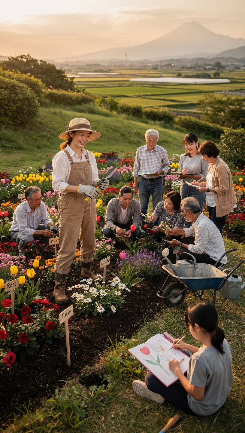 庭の道具や用具が並んでいる画像