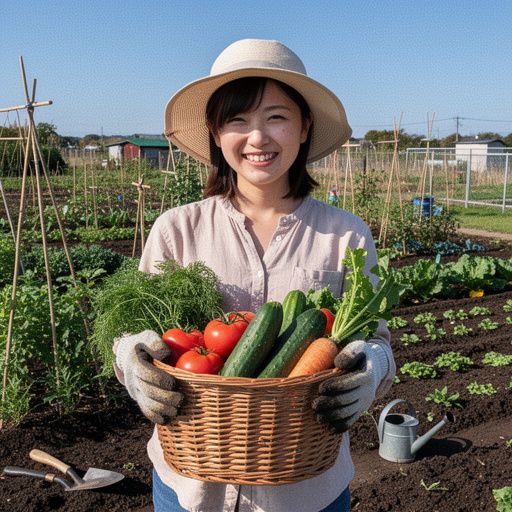 野菜の成長過程を示す段階的なイラスト。